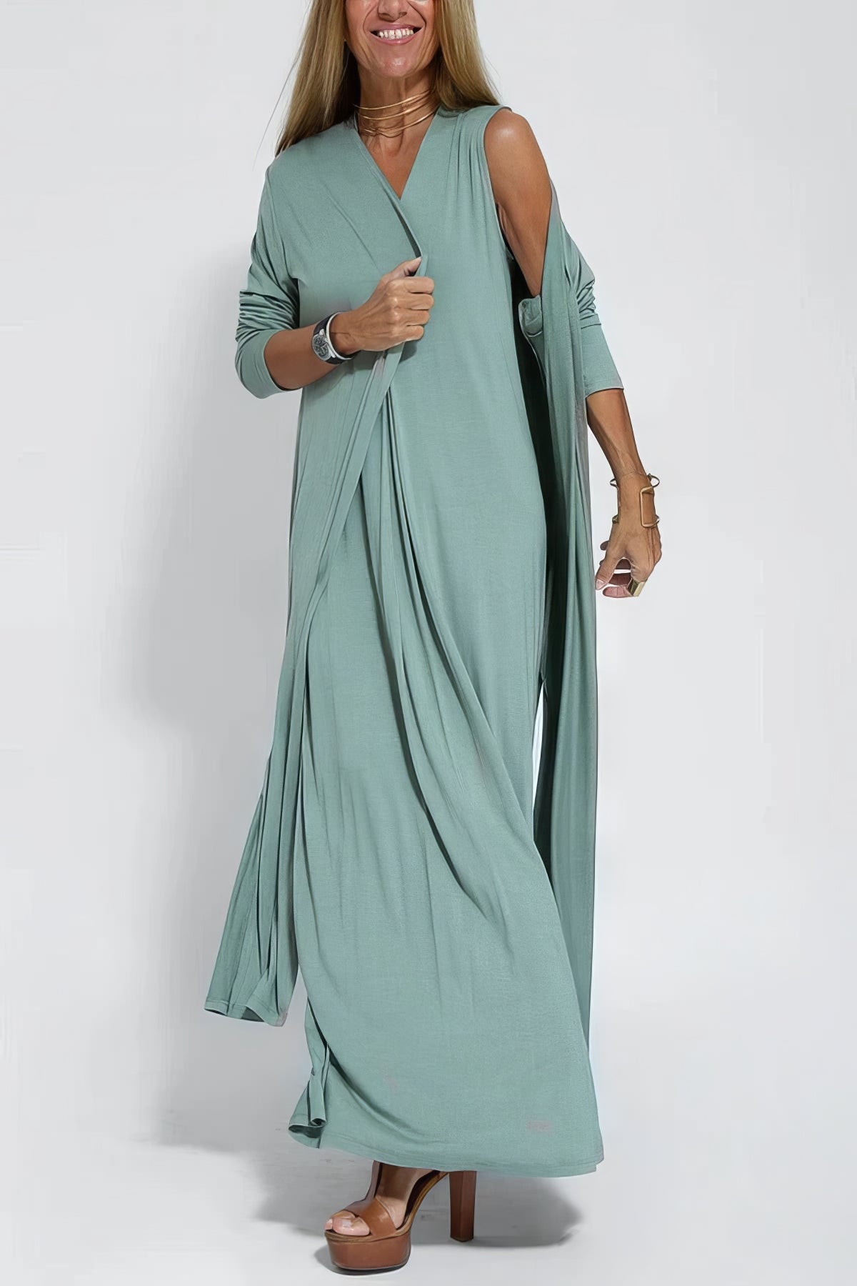 ELISE | Vestito Lungo Elegante con Cardigan Abbinato in Omaggio
